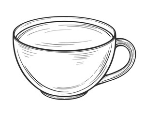Hand drawn tea or coffee cup. Isolated on white background. Decorative doodle vector illustration
