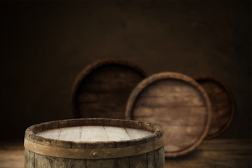 Wooden oak barrel isolated on white background