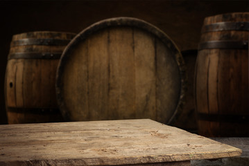Wooden oak barrel isolated on white background