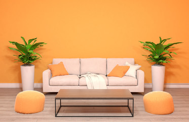 3d render from imagine living design decorate orange