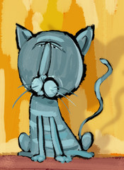 cat character digital painting