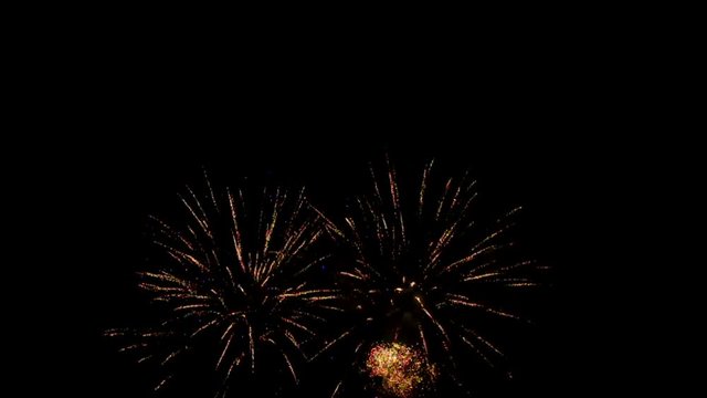 Fireworks exploding in the night sky at Israel 2017 independence day celebration
