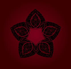Black ornament isolated on red background.