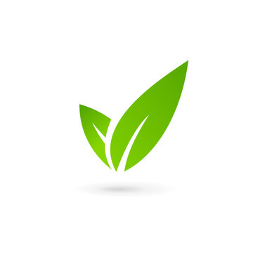 Eco leaves check mark logo icon design template elements