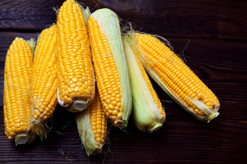 Pile of fresh corn cobs