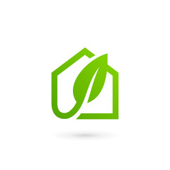 Eco leaves house logo icon design template elements