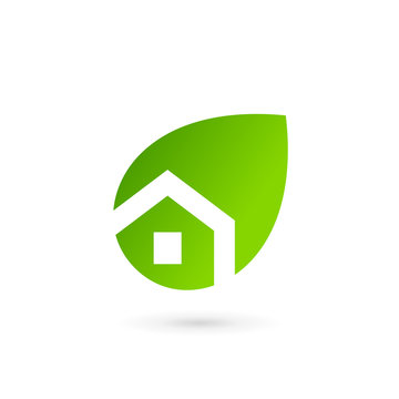Eco leaves house logo icon design template elements