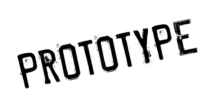 Prototype rubber stamp. Grunge design with dust scratches. Effects can be easily removed for a clean, crisp look. Color is easily changed.