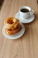 cheese bagel and coffee