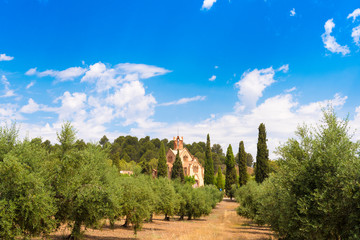 Сhurch Ermita Mare de Deu de la Riera in Les Borges del Camp, Tarragona, Catalunya, Spain. Copy...