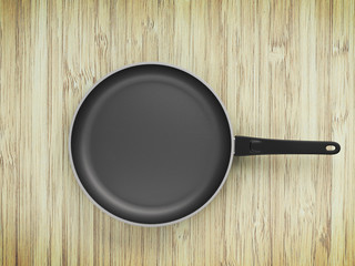 Top View Empty Pan On Table Background