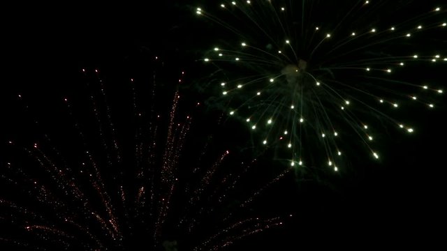 Fireworks exploding in the night sky at Israel 2017 independence day celebration