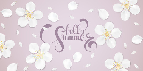 Pastel background with white flowers.