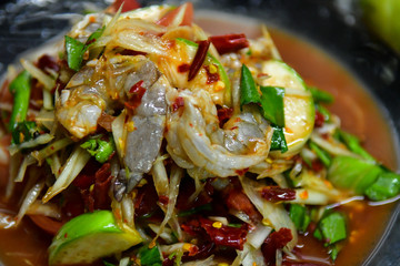 Papaya salad, Fresh shrimp and fresh pepper and papaya