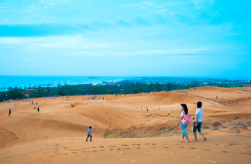 The whole scene of sand dunes in Mui Ne, Phan Thiet, Vietnam.