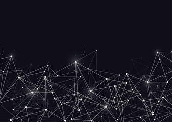 Abstract Polygonal Space Background with Connecting Dots and Lines. Vector Illustration