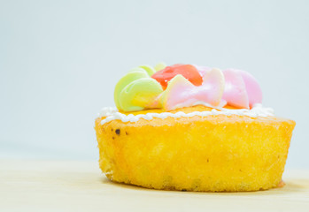 cup cakes on wood plate background,Traditional cake.