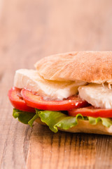 Puccia bread with mozzarella and tomato. 
