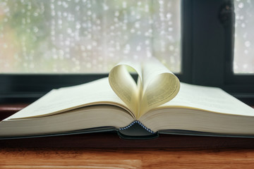 Open book with pages shaped like heart