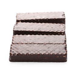 chocolate waffle bars isolated on white background