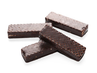 chocolate waffle bars isolated on white background