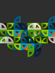 Cut paper circles, mosaic mix geometric pattern design
