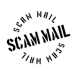 Scam Mail rubber stamp. Grunge design with dust scratches. Effects can be easily removed for a clean, crisp look. Color is easily changed.