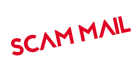 Scam Mail rubber stamp. Grunge design with dust scratches. Effects can be easily removed for a clean, crisp look. Color is easily changed.