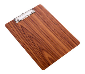 wooden clipboard on white background