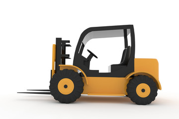 forklift truck on isolated white in 3d rendering