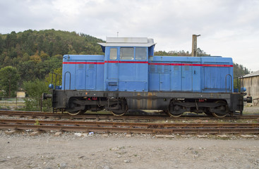 Fototapeta na wymiar Old diesel railroad train locomotive