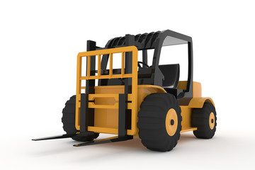 forklift truck on white isolated background in 3d rendering