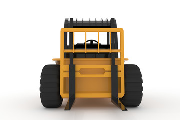 Obraz premium the front of forklift truck on isolated white in 3d rendering