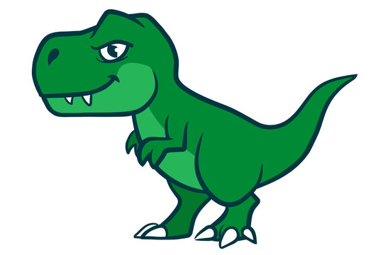 Cute cartoon green  t-rex dinosaur