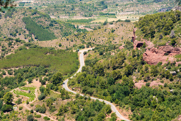 Rocky landscape around Siurana de Prades, Tarragona, Catalunya, Spain. Top view.