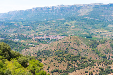 Fototapeta na wymiar Rocky landscape. Ridge of El Montsant, Siurana de Prades, Tarragona, Catalunya, Spain.