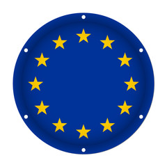round metal flag - European Union with screw holes
