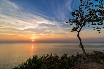 Fototapeta na wymiar Sunset view point by the sea Chanthaburi Province, Thailand