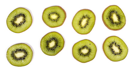 Fototapeta premium Kiwi fruit slices set, collection isolated on white background