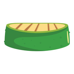 Grilled cucumber in cartoon flat style isolated on white background barbeque object for summer party barbeque design and web