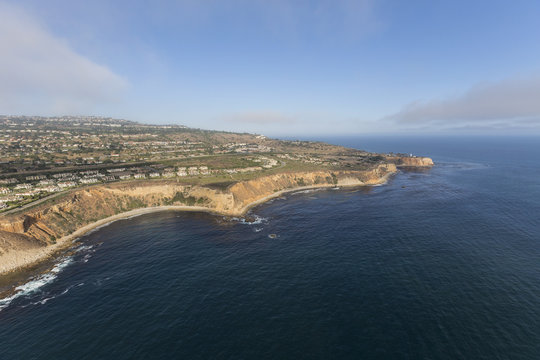 Pacific coast aerial view of Rancho Palos Verdes in Los Angeles County, California. © trekandphoto