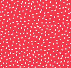 Watermelon seeds summer seamless pattern, white seeds on red background