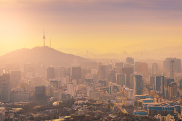Sunrise at Seoul City Skyline, The best view of South Korea