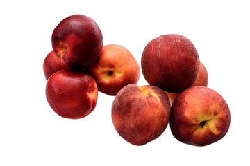 Delicious juicy ripe nitirin and peach isolated on white background