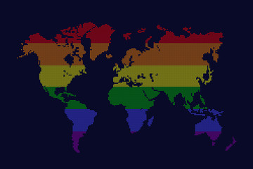 World Rainbow Flag LGBT Movement Dotted Vector Illustration Map