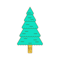 Christmas tree contour style. Fir line style. spruce  isolated