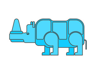 Rhinoceros outline style. Wild beast  linear style. Animal of Africa isolated