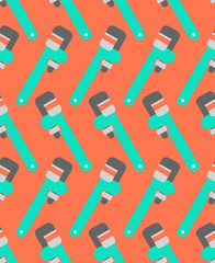 Adjustable wrench seamless pattern. Tool ornament. Industrial background