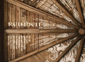 Pavillon bei Maria Ruh gegenüber der Loreley mit Sprüchen unterm Dach