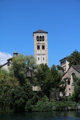 Fototapeta premium View to Island San Giulio and Lake Orta, Piedmont Italy 